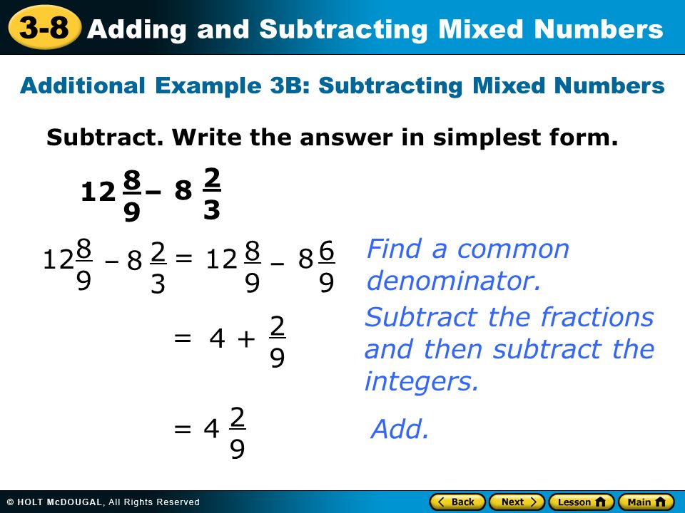 Write answer as a mixed number